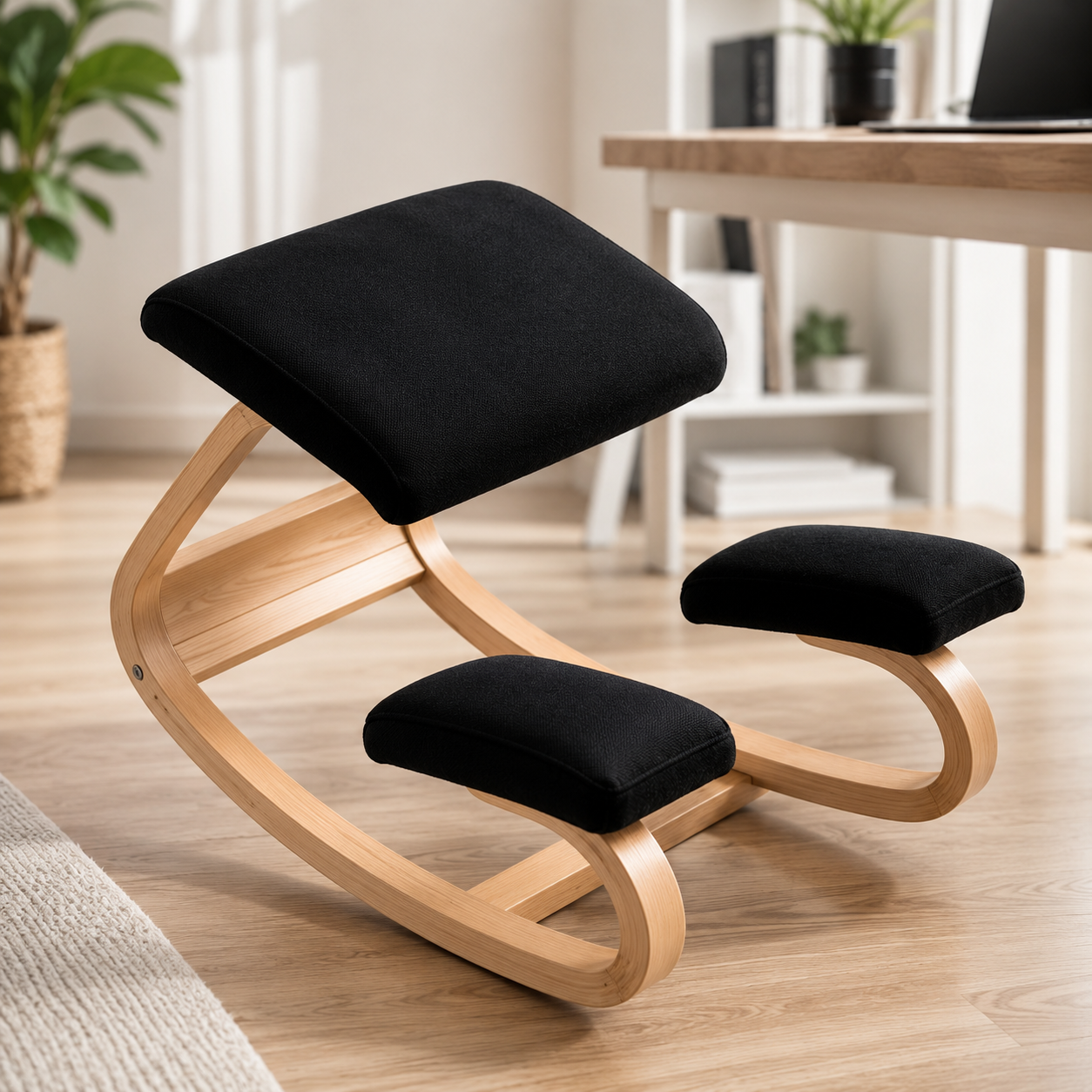 Ergonomischer Kniestuhl Kniehocker Schwarz Bürohaltung Gesundheit Komfort