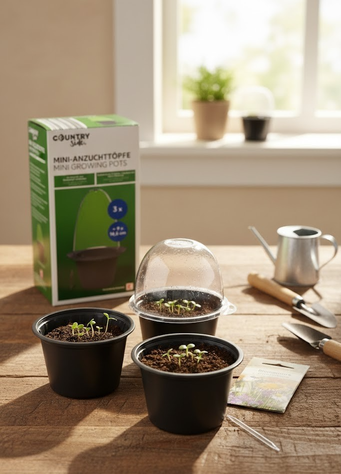 Countryside Mini-Anzuchttöpfe 3er Set Pflanztöpfe Kräutertöpfe