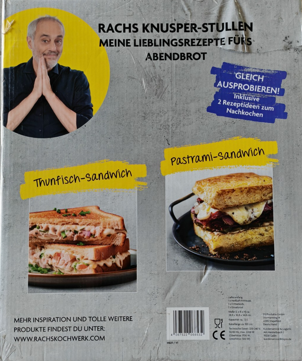 Rachs Kochwerk Dual Heißluftfritteuse 4L 1400W Airfryer Ober Unterhitze HA22