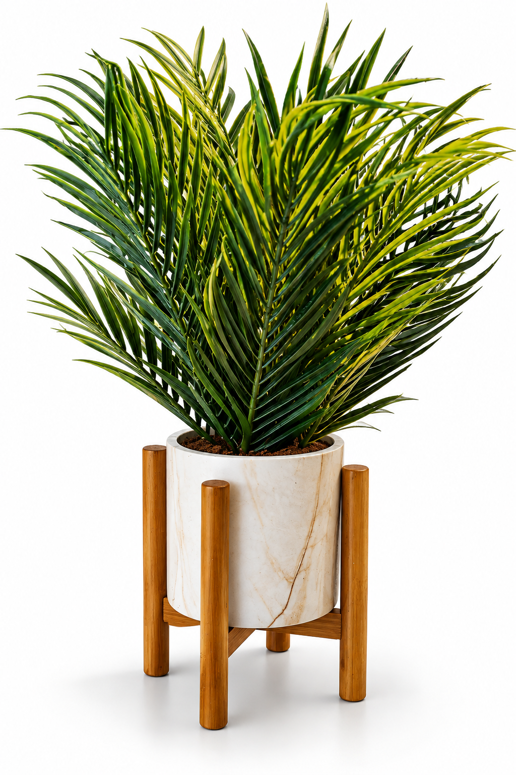 TEWA Kunstpalme ca. 45 cm künstliche Palme im Topf mit Holzständer Zimmerdeko E7