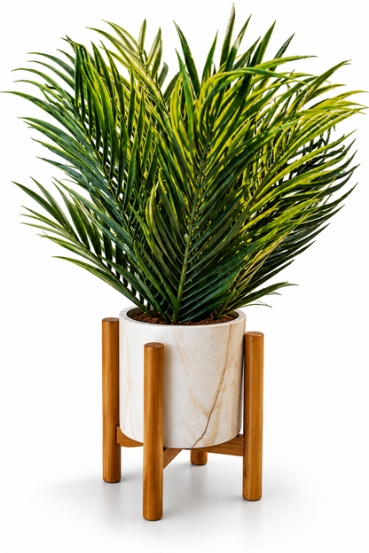 TEWA Kunstpalme ca. 45 cm künstliche Palme im Topf mit Holzständer Zimmerdeko E7