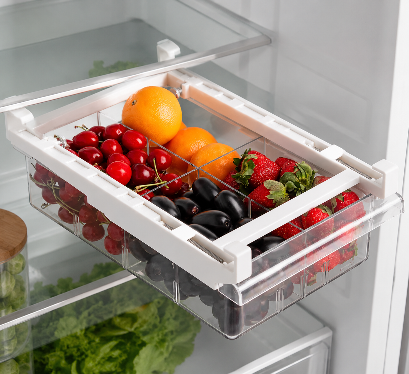 KURTZZ Kühlschrank Organizer ausziehbar BPA-frei Transparent Aufbewahrungsbox F5