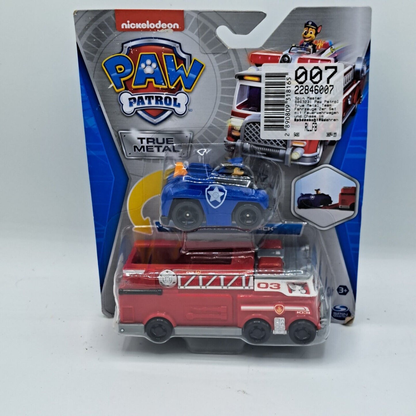 Spin Master Paw Patrol Firetruck Feuerwehrwagen Chase Polizeiauto 1:55 NEU OVP