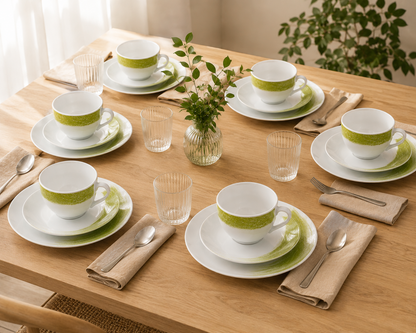 Arte Viva Allegra Moda Kaffeeservice 18tlg Grün Tassen Teller Set Porzellan HA18