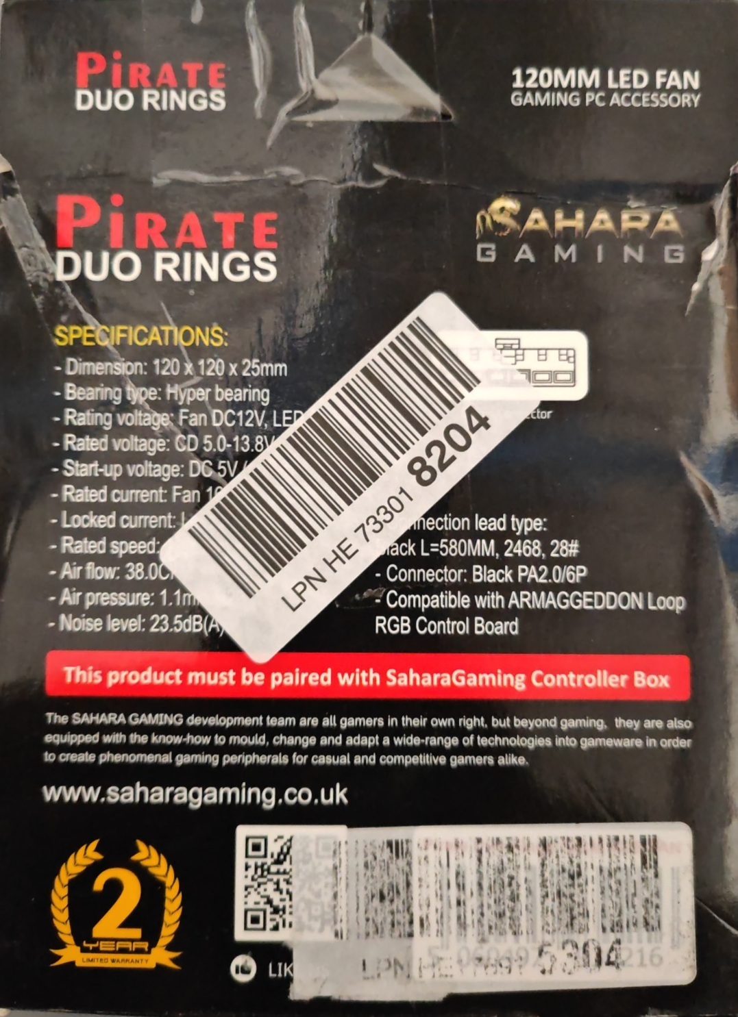 Sahara Duo Ringe 120mm ARGB Gehäuselüfter RGB PWM Silent PC Lüfter Cooling A6