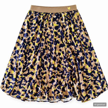 Lyla Damen Rock Gr. 46 Multicolor Leo Muster Midi Rock Gummibund QVC D1