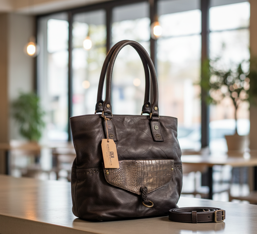 Desiderius Mons Adriana Beuteltasche Dark Brown Echtleder Damen Schulter H2