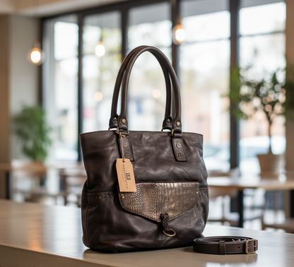 Desiderius Mons Adriana Beuteltasche Dark Brown Echtleder Damen Schulter H2