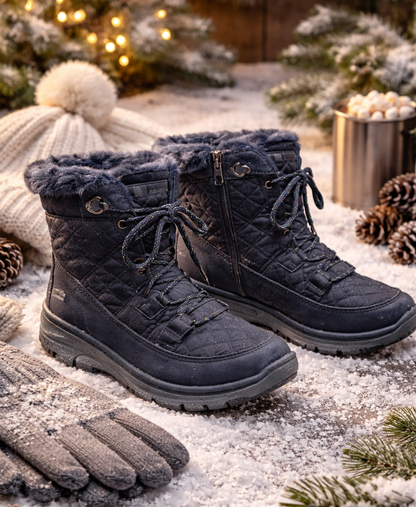 Skechers Damen Winterboots Gr. 35 Blau Memory Foam Gefüttert Schnürstiefel Boots