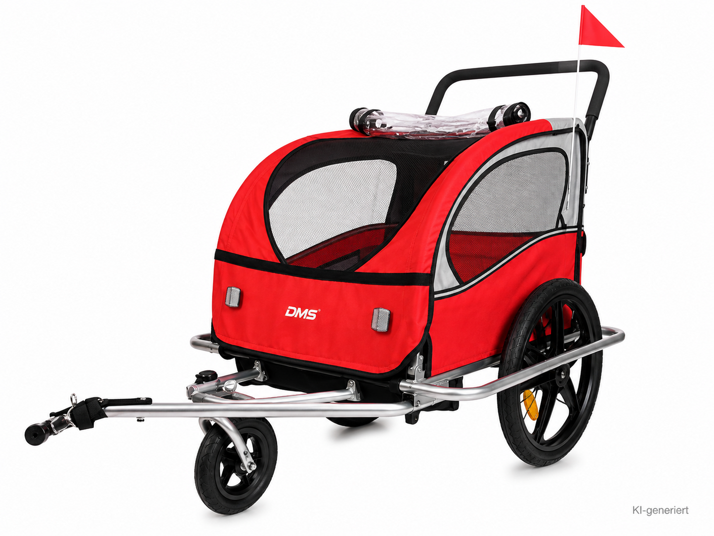 DMS FH-02R 2in1 Kinder Fahrradanhänger Jogger 2 Kinder bis 40kg Rot HA14