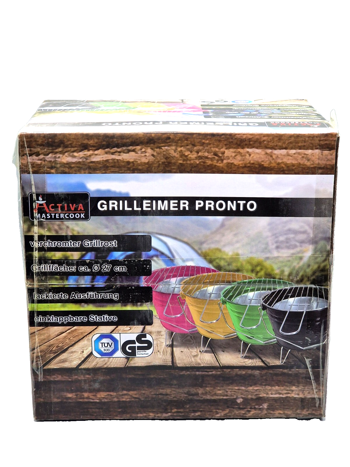 ACTIVA Grilleimer Pronto Schwarz Holzkohlegrill Camping BBQ 27 cm HA22