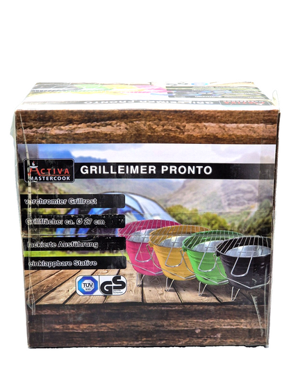 ACTIVA Grilleimer Pronto Schwarz Holzkohlegrill Camping BBQ 27 cm HA22