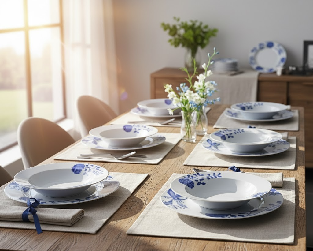 Arte Viva Tafelservice 12-teilig, Luisa, Blumen Design Porzellan