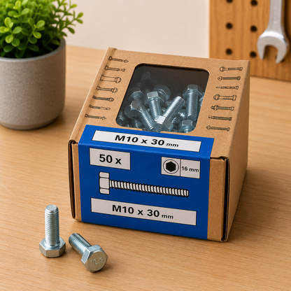 Lux Schlossschrauben verzinkt M10x30mm 50x Sechskant metrisch Gewinde