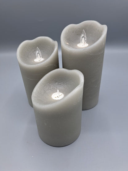 ELAMBIA 3 LED-Kerzen Rustic-Finish Acrylflamme, Timer