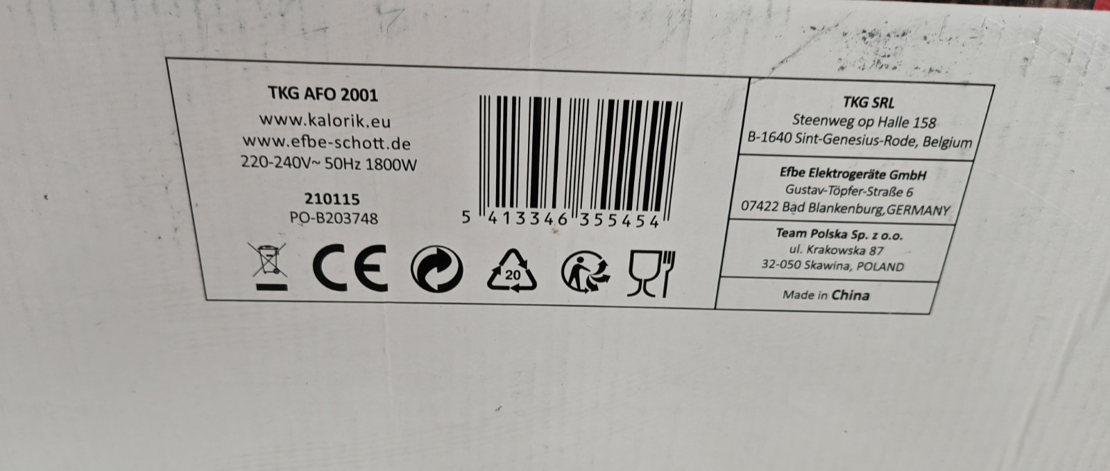 Kalorik TKG AFO 2001 Airfryer Ofen 21L Heißluftfritteuse Dörrautomat 1800W Pal2