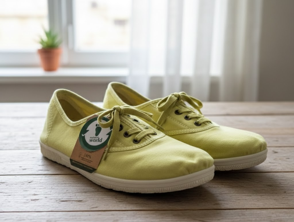 Natural World Eco Damen Sneaker Gr. 36 Gelb Zitrone Canvas Halbschuhe Nachhaltig