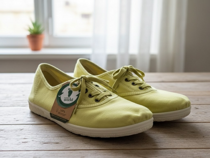 Natural World Eco Damen Sneaker Gr. 36 Gelb Zitrone Canvas Halbschuhe Nachhaltig