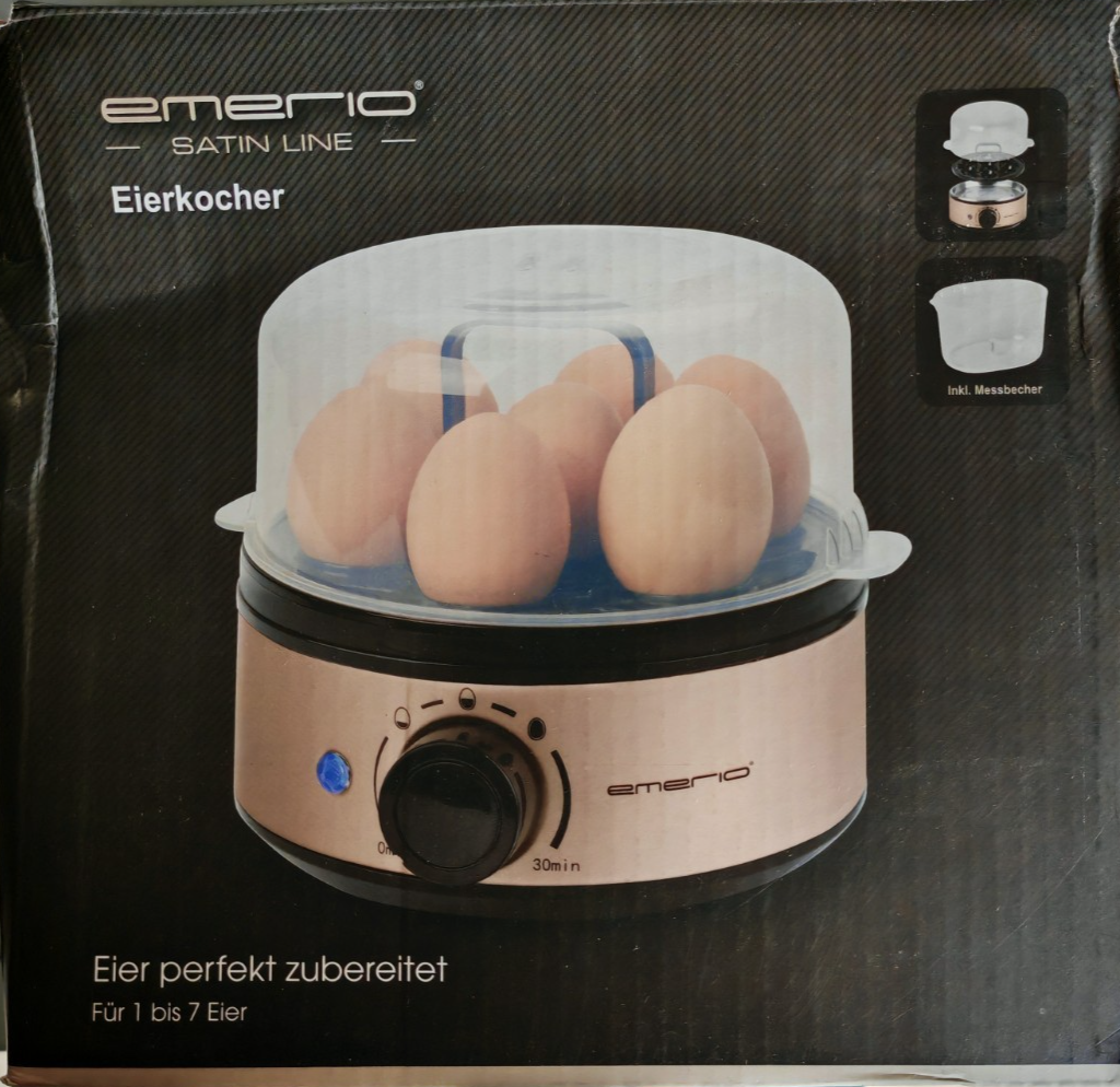 EMERIO EB-130299.3 Eierkocher 1-7 Eier 400W Edelstahl Timer Signalton B04