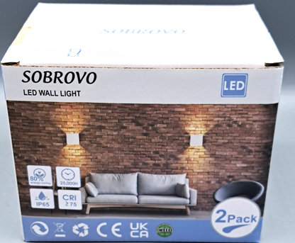 Sobrovo LED Wandlampe 2er Set Wandleuchte Innenbeleuchtung