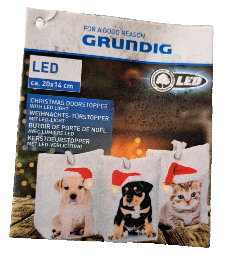 Grundig LED Weihnachts Türstopper Hund 20x14cm Deko Kissen Weihnachten