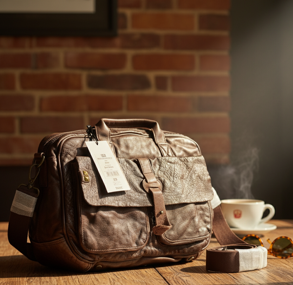 DESIDERIUS Basic Alirio Ledertasche Dark Brown Rindsleder Umhängetasche Braun H2