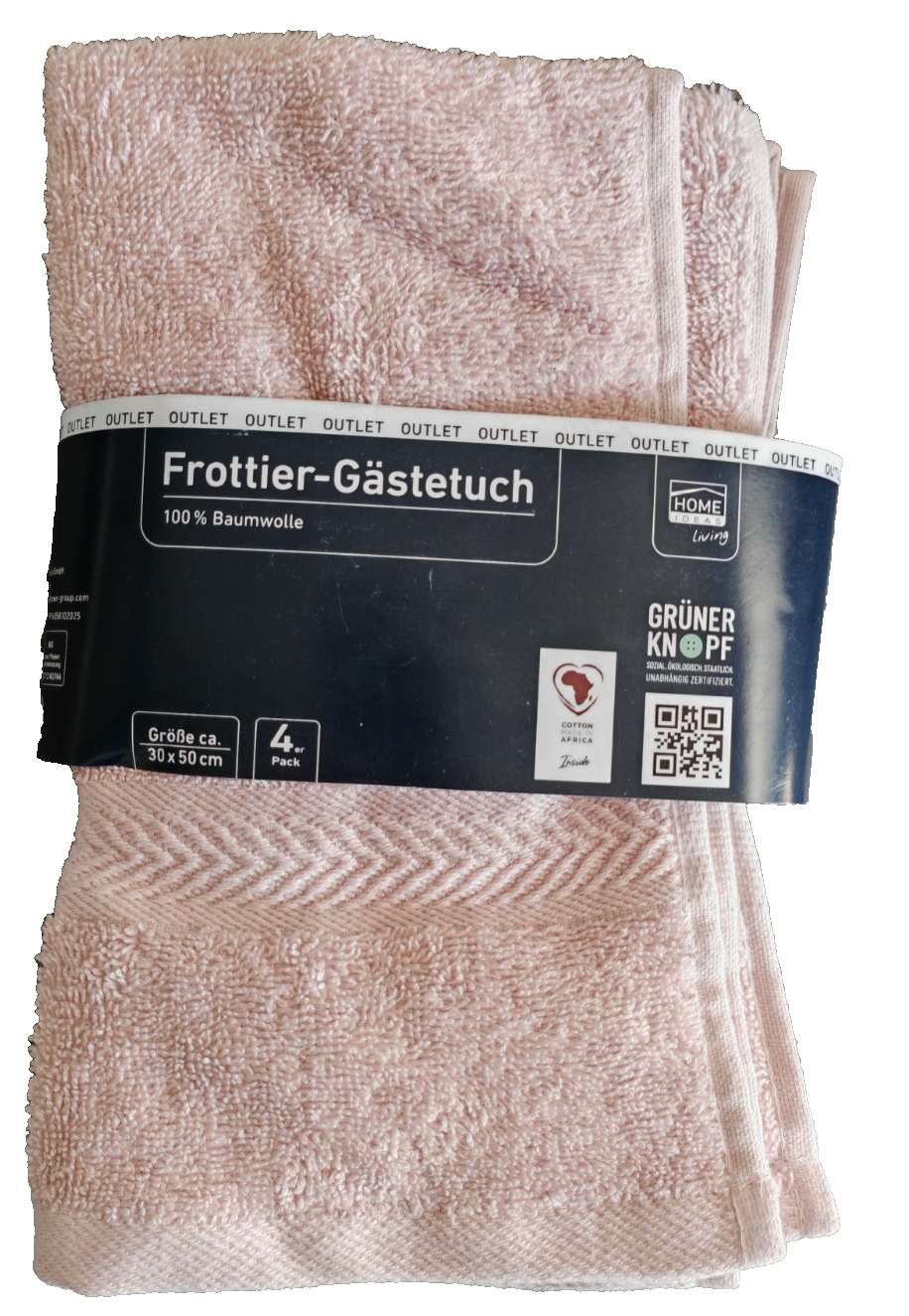 4x HOME IDEAS Gästetücher 30x50 cm Rosa 100% Baumwolle Frottier Handtücher D10