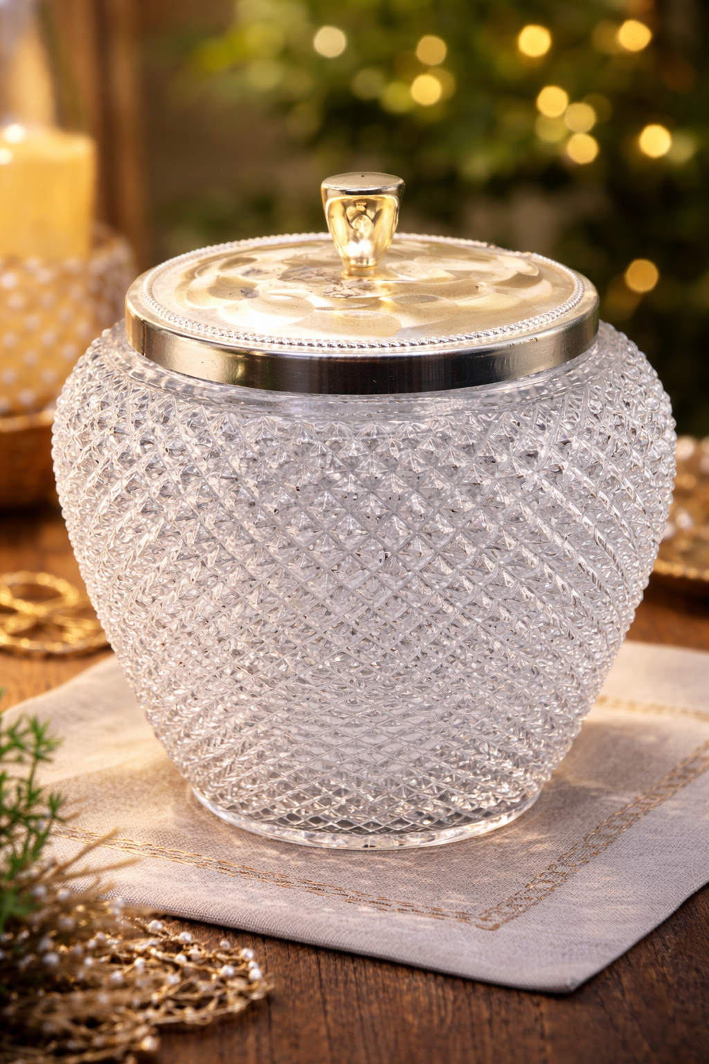 Bowleglas Vintage 21 cm – Glas mit Deckel Sammlerstück