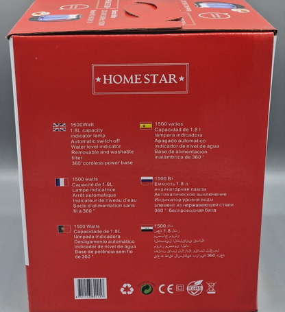 Home Star Wasserkocher HS-GK1,8 1,8L Schnellkocher Küche