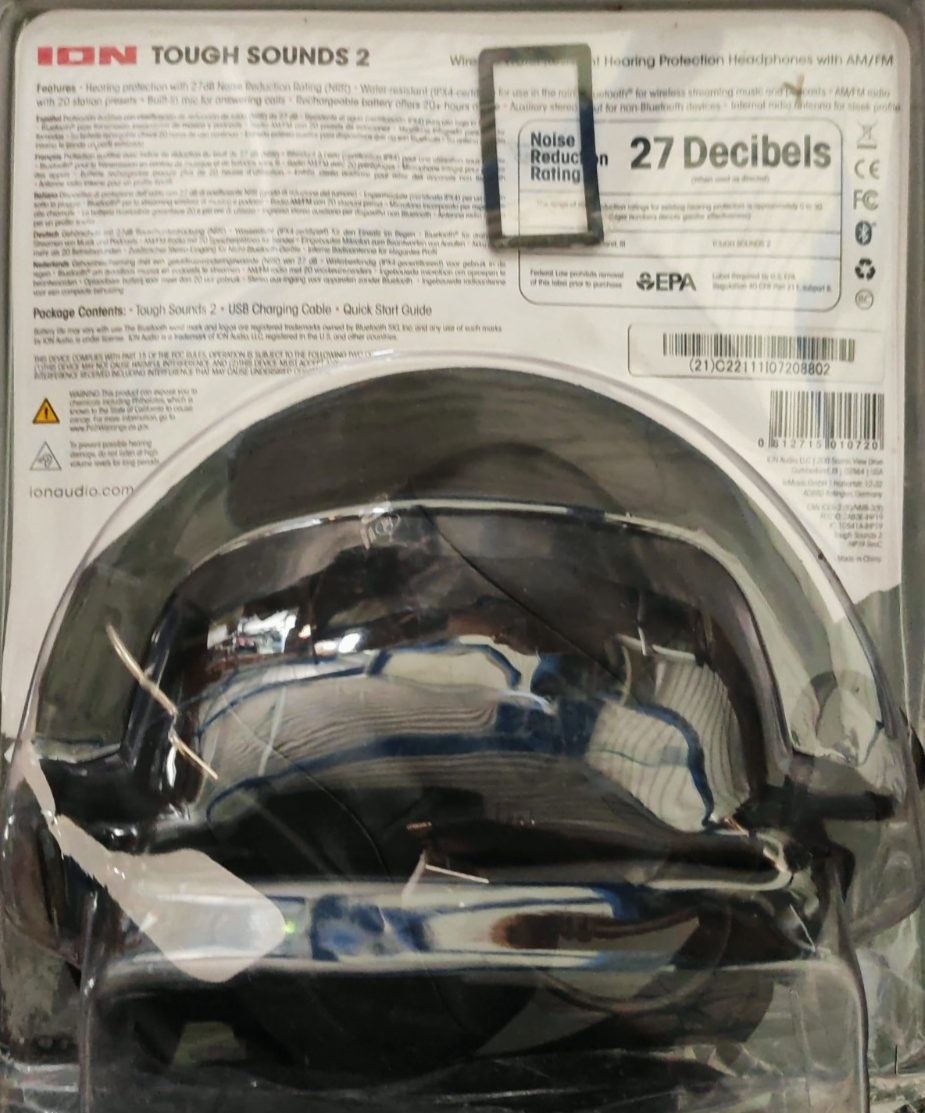 ION Tough Sounds 2 Gehörschutz Bluetooth Radio IPX4 27dB Kopfhörer Schwarz A8