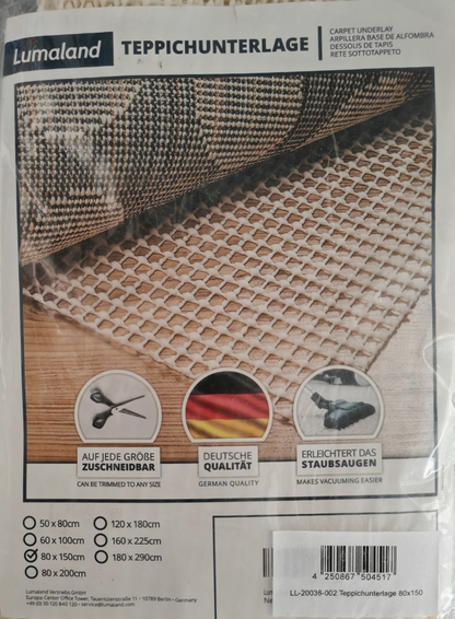 Lumaland Teppichunterlage 80x150cm Beige Antirutschmatte Teppich Rutschschutz E5