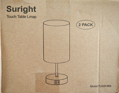 Suright Nachttischlampe 2er Set Touch dimmbar USB A+C Holz LED Lampe HO-A34