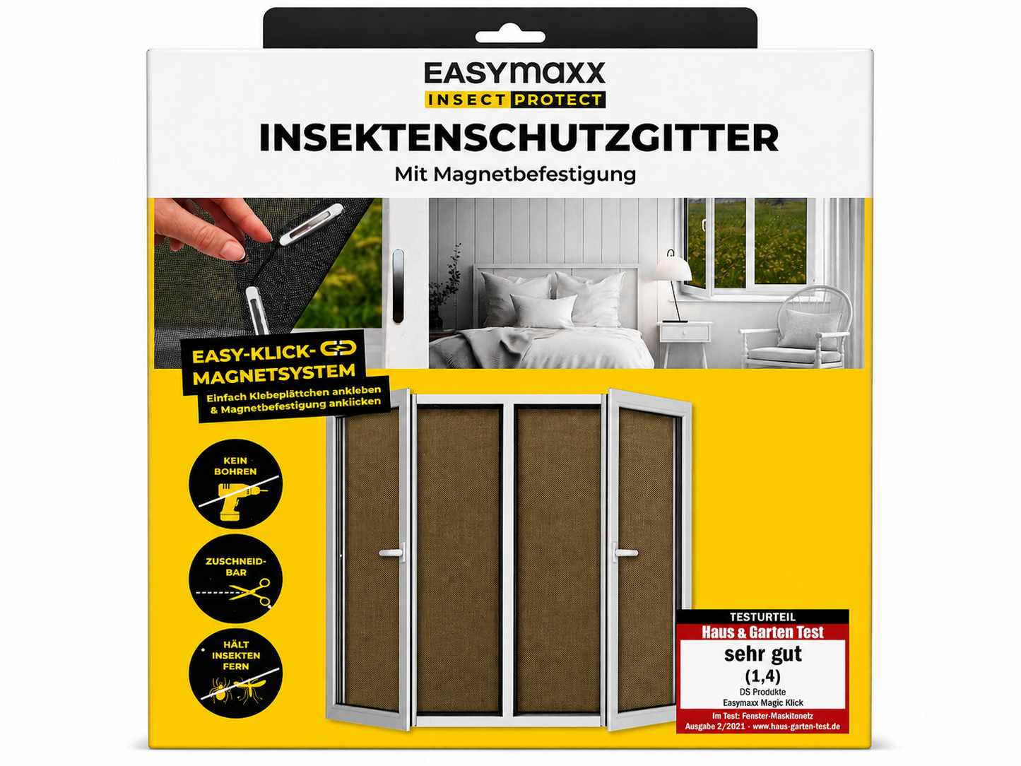 EASYmaxx Insektenschutzgitter Magnet Fliegengitter Fenster 130x150cm B2