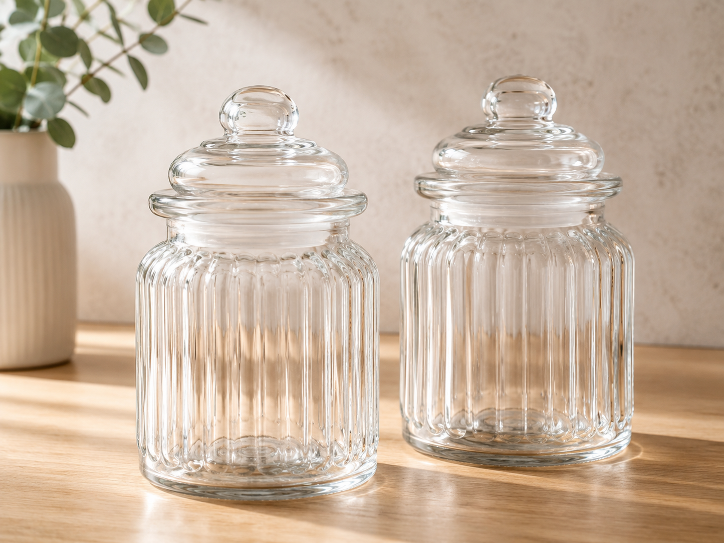 2x Noor Living Vorratsgläser Bonbonglas 8x13 cm Glasdose mit Deckel B7