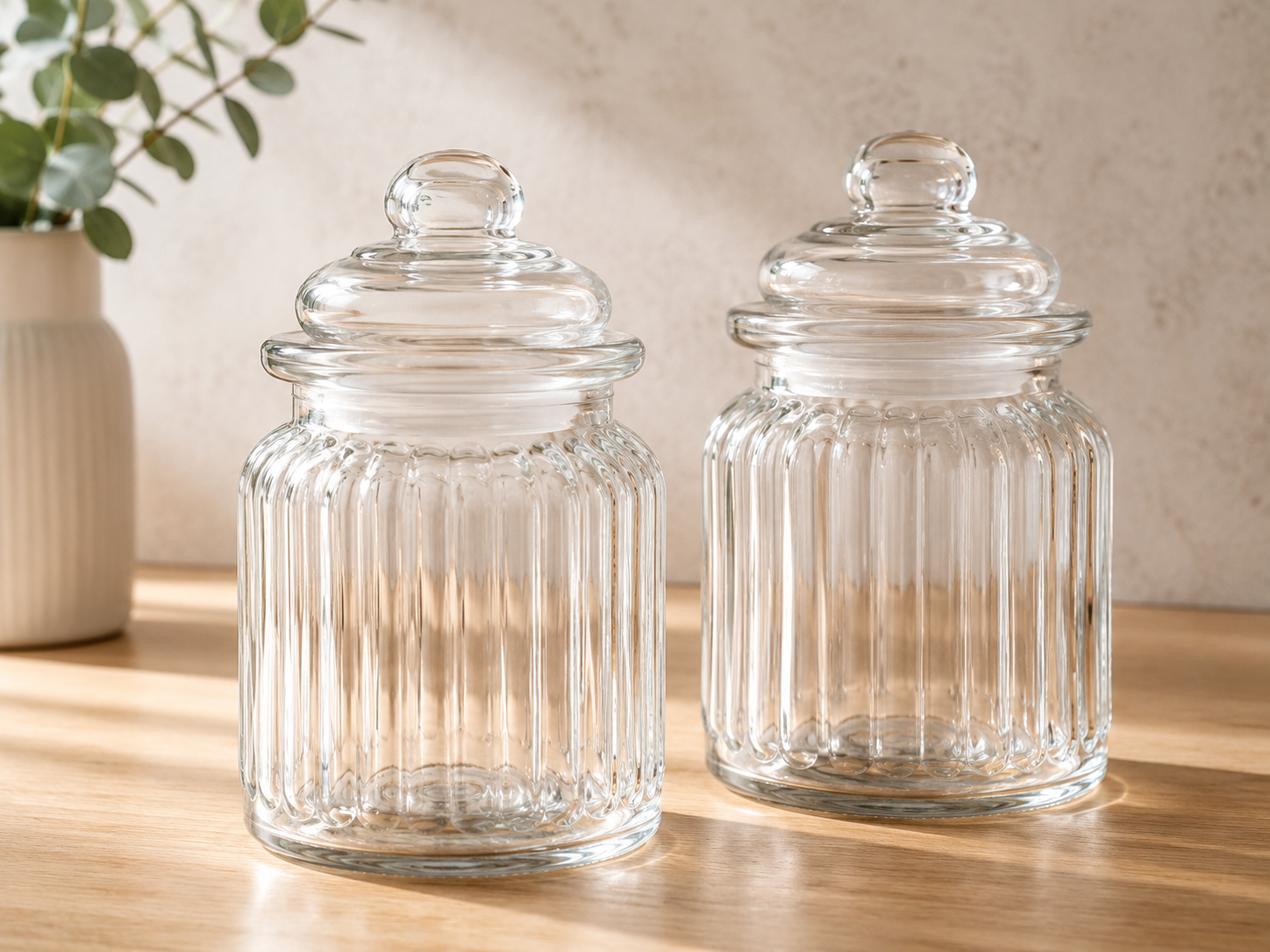 2x Noor Living Vorratsgläser Bonbonglas 8x13 cm Glasdose mit Deckel B7
