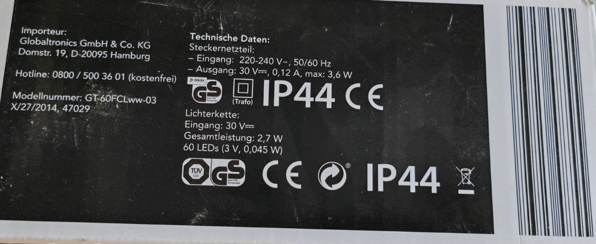 OECOLUX LED Schneeflockenvorhang 60 LEDs Warmweiß Außen Innen Weihnachten HA34