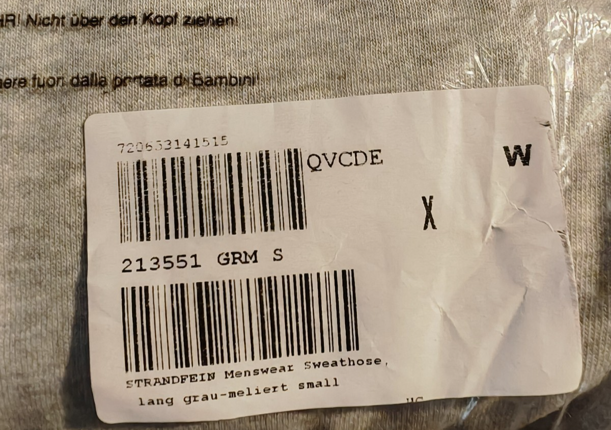 Strandfein Menswear Herren Sweathose Gr. S Grau Meliert Jogginghose Anker