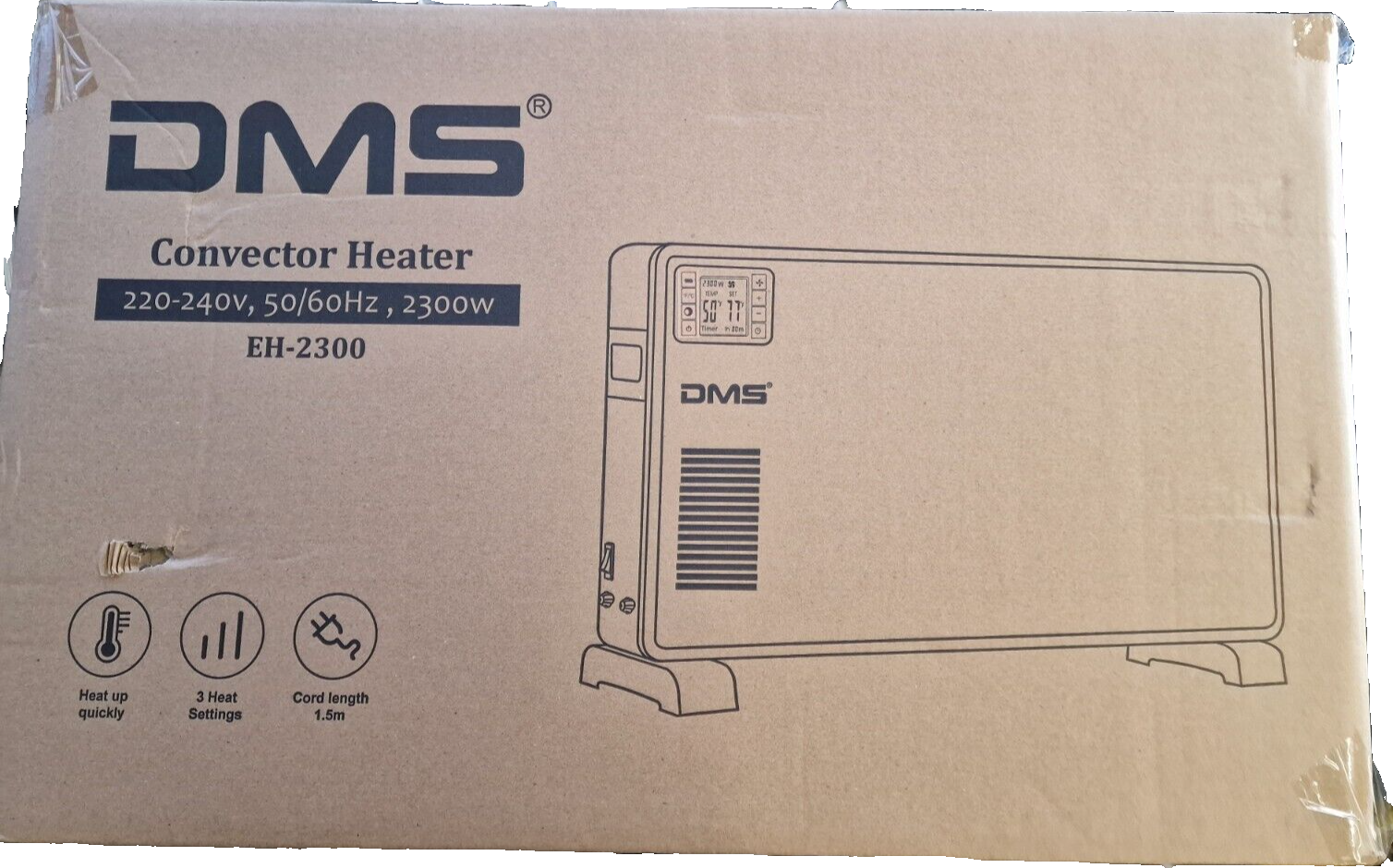 DMS EHK-2300 Konvektor Heizgerät Elektroheizung - Weiß mit FB - LCD Display