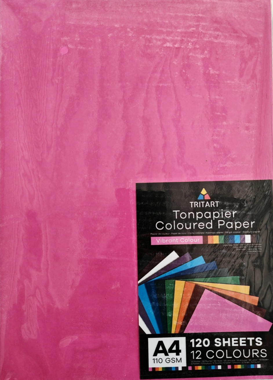 Tritart Tonpapier A4 130g/m² 120 Blatt 12 Farben Buntpapier Bastelpapier Set E1