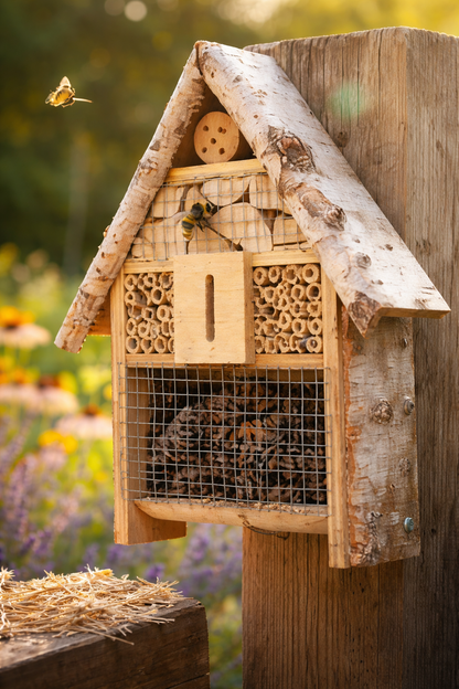 Insektenhotel 48x34x11,5cm XXL Bienenhotel Wildbienen Bambus Birke Garten A0