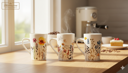 Tassen Set 3-teilig „Flores“ von Weltbild – 385 ml Kaffeebecher