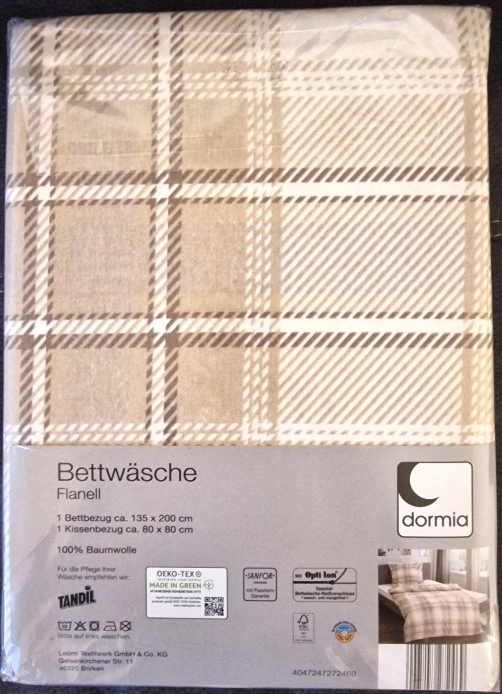 Dormia Flanell Bettwäsche, 135x200, 80x80, Baumwolle