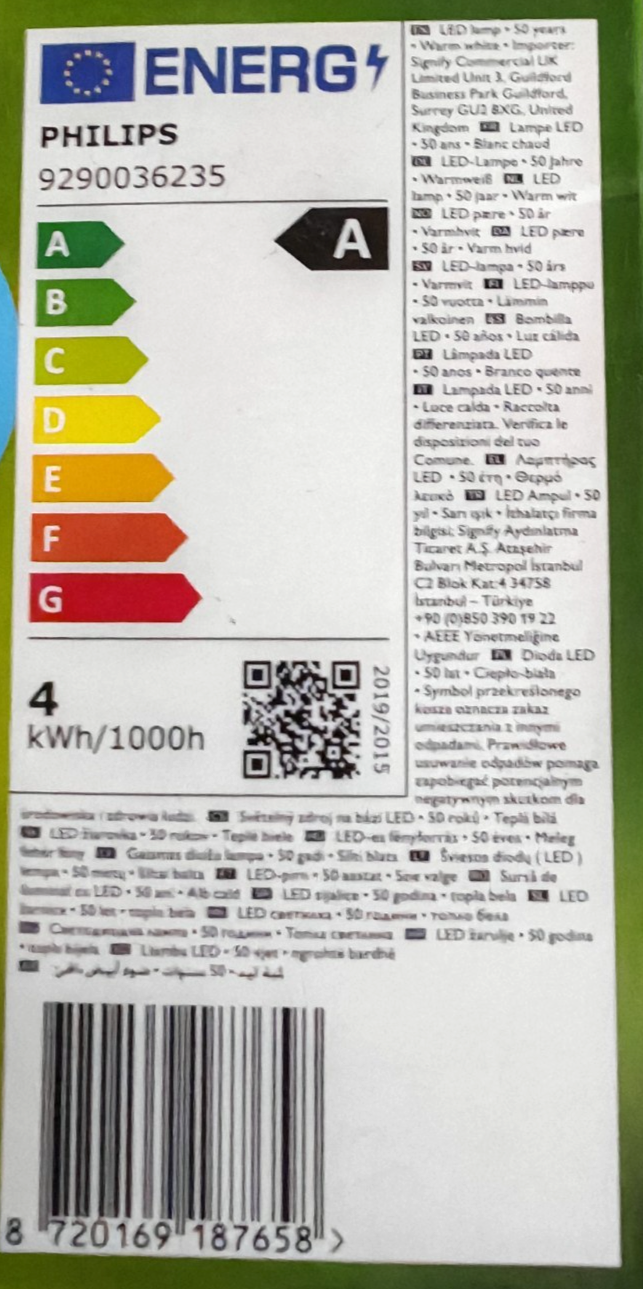 Philips Ultra Efficient LED E27 4W 840lm 2700K Warmweiß Filament A60 HA34