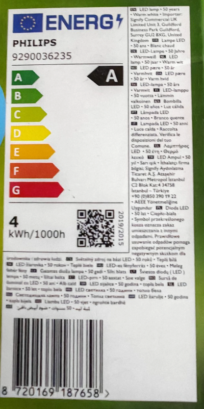 Philips Ultra Efficient LED E27 4W 840lm 2700K Warmweiß Filament A60 HA34