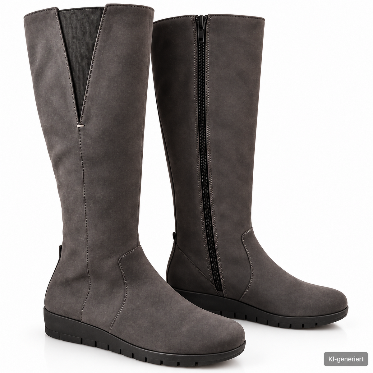 Aerosoles Damen Langschaftstiefel Grau Reißverschluss Komfort Stiefel Boots G2