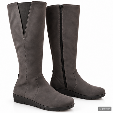 Aerosoles Damen Langschaftstiefel Grau Reißverschluss Komfort Stiefel Boots G2