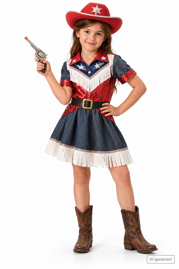 Funny Fashion Cowgirl Kostüm Mädchen Gr.152 Cowboy Kleid Western Fasching G