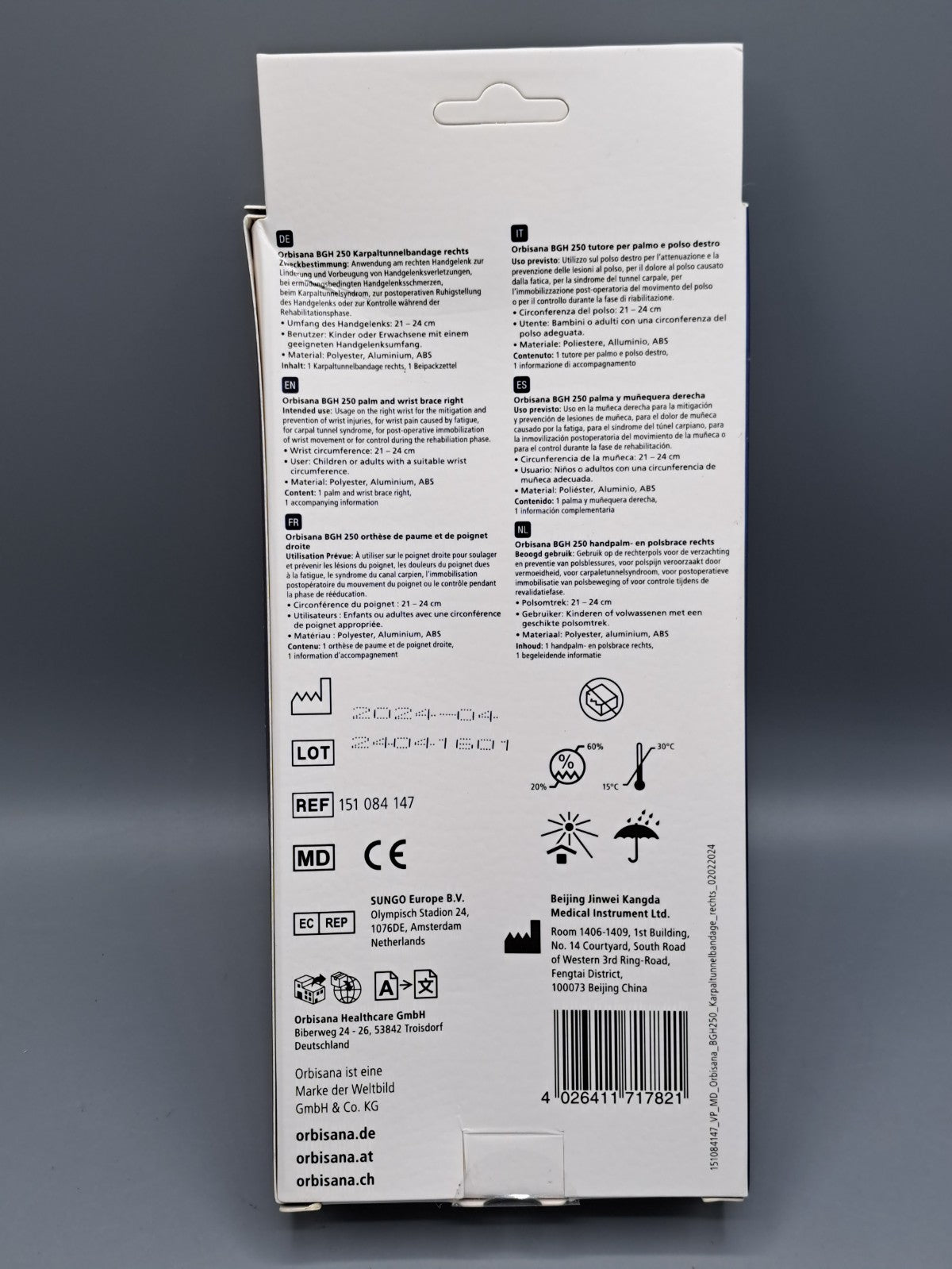Orbisana® BGH 250 Karpaltunnel bandage rechts