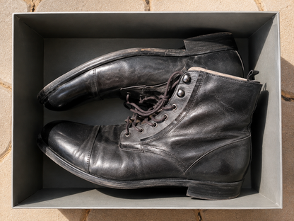 AllSaints Mikkel Herren Boots Leder Schwarz Schnürstiefel Stiefelette Gr. 45 G1