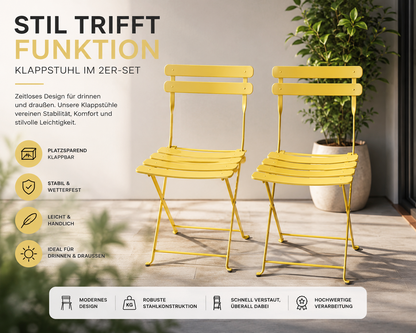 Mano Gartenstuhl 2er Set Metall Gelb Terrasse Balkon Outdoor Stühle